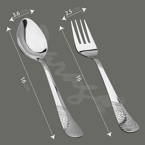 Parage 12 Pieces Stainless Steel Cutlery Set, 16 cm, Premium Cutlery for Home & Kitchen, Luxury Dining Tableware Gift for House Warming, Silver Imperial Design (6 Dinner Spoons & 6 Dinner Forks) - Image 2