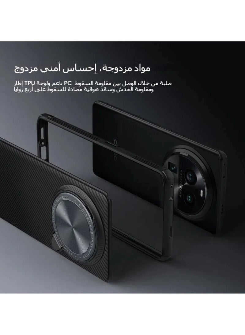 عام غلاف هاتف متوافق مع هاتف Oppo Find X6 Pro 5G. يأتي مزودًا بجهاز دعامة وله تصميم منزلق للغطاء الخاص بزاوية الكاميرا. كما يوفر غلافًا للخصوصية لزاوية الكاميرا في هاتف Oppo Find X6 Pro. - Image 4