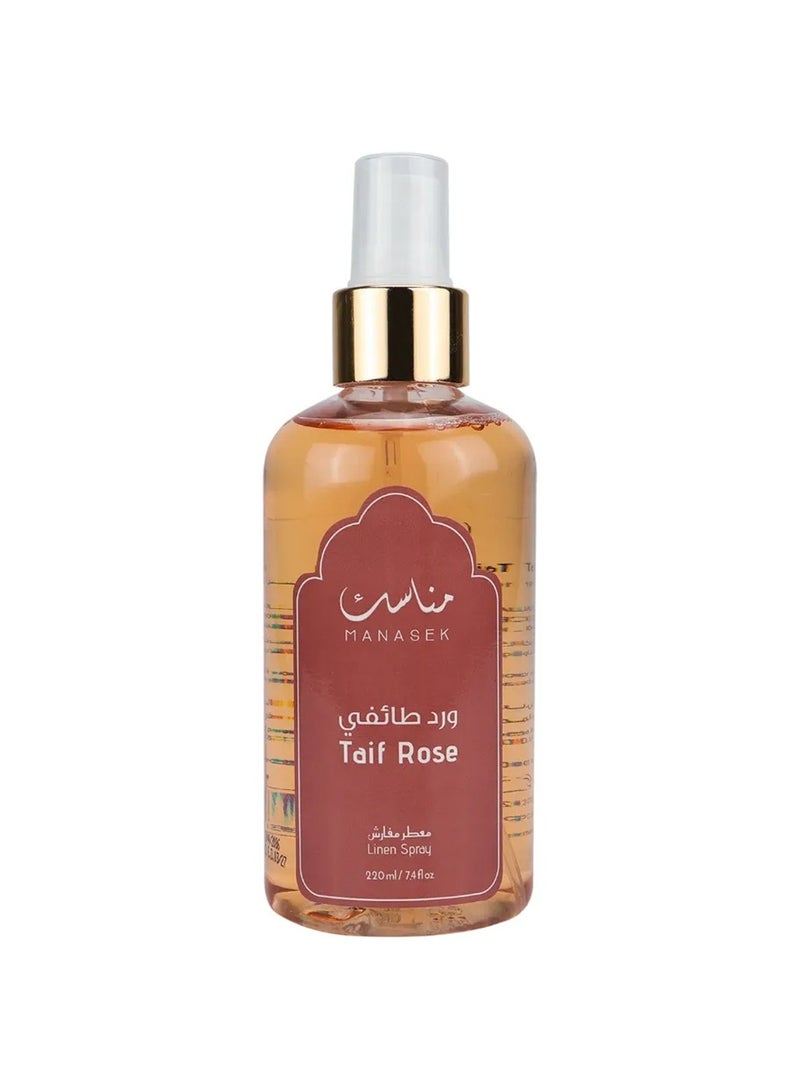 مناسك معطر مفارش بالورد الطائفي فواح ومناسب للاستخدام اليومي برائحة لا تقاوم لتعطير المخدة أو طقم السرير لرائحة منعشة، أو كمعطر ملابس - ثقافية منتجات عطور أصلية - نسائية ورجالية - 220 مل - Image 1