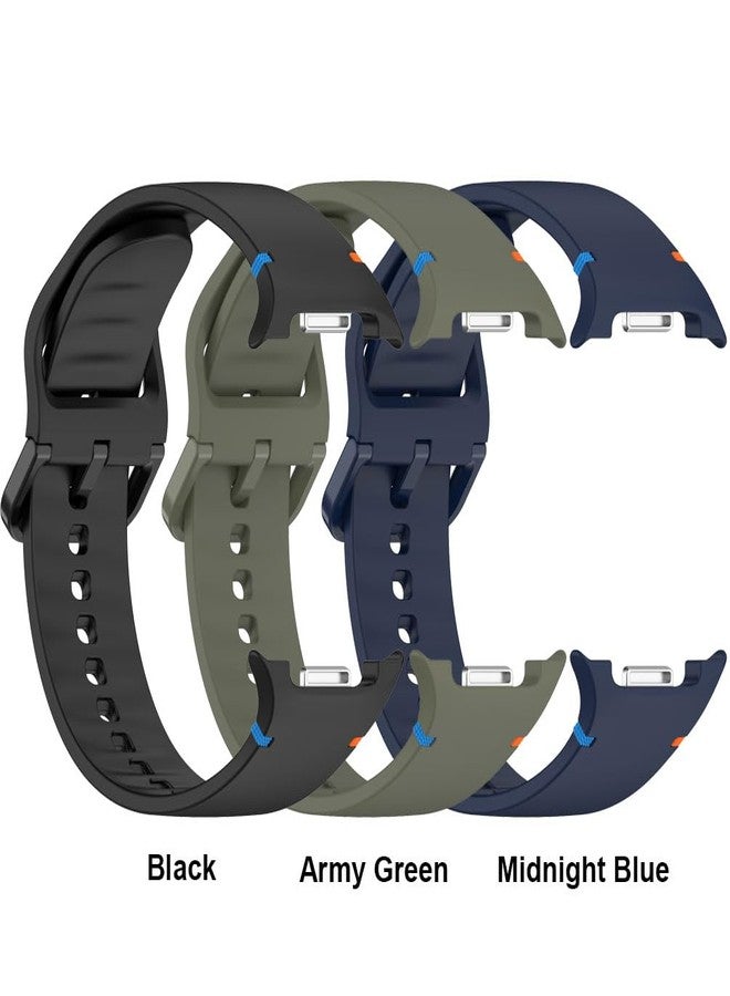 Sankel [3 Pack] Straps Compatible for Samsung Galaxy Watch 8 40mm 44mm/Galaxy Watch 8 Classic 46mm Bands, Soft Silicone Sport Replacement Straps Wristband for Women Men (Black+Army Green+Midnight Blue) - Image 4