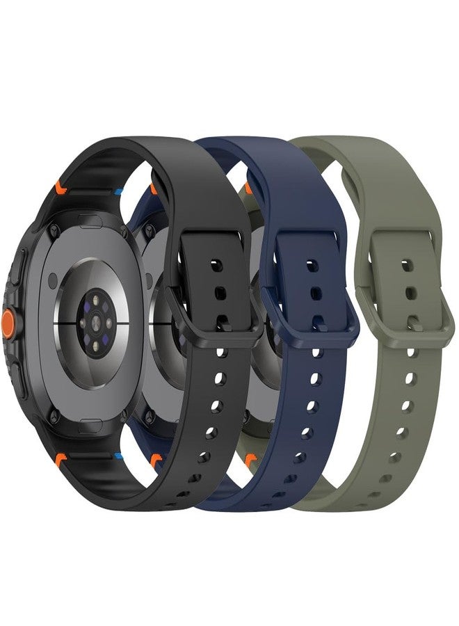 Sankel [3 Pack] Straps Compatible for Samsung Galaxy Watch 8 40mm 44mm/Galaxy Watch 8 Classic 46mm Bands, Soft Silicone Sport Replacement Straps Wristband for Women Men (Black+Army Green+Midnight Blue) - Image 3
