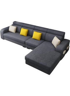Poppins Home Stylish Retro 4-Seater Sofa with Chaise Lounge  Square Arm Design in Premium Fabric Upholstery (Coffee, LEFT BED)  - Image 3