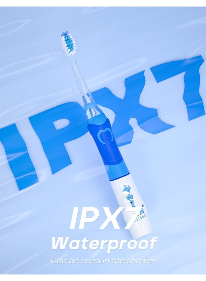 سيجو فرشاة أسنان كهربائية للأطفال من سيجو، مزودة بمؤقت تنظيف لمدة دقيقتين و4 رؤوس فرشاة بديلة، وإضاءة LED بألوان قوس قزح تجعل تنظيف الأسنان ممتعًا، فرشاة أسنان تعمل بالبطارية للأولاد من عمر 4 إلى 12 سنة، لون أخضر، موديل SG-977 - Image 2