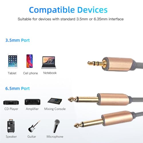 Gadget Wagon Stereo 3.5mm to Dual 6.35mm Mono P38 Cable - 2 m Length - Image 2