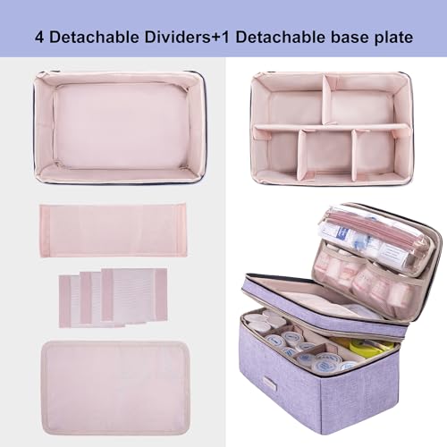 Lexeeco Medicine Storage Bag Pill Bottle Organizer with Portable Small Pouch Travel Medication Bottle Organizer for Emergency Home First Aid Box Kit (Purple) - Image 5