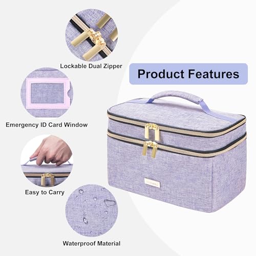 Lexeeco Medicine Storage Bag Pill Bottle Organizer with Portable Small Pouch Travel Medication Bottle Organizer for Emergency Home First Aid Box Kit (Purple) - Image 4