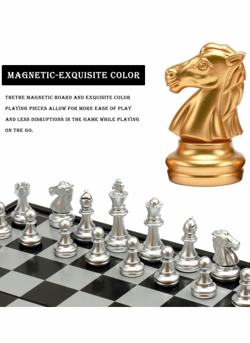 Magnetic Travel Chess Set - 12" Folding Portable Chess Board Game for Kids and Adults, Perfect Gift for Chess Lovers on the Go  - Image 2