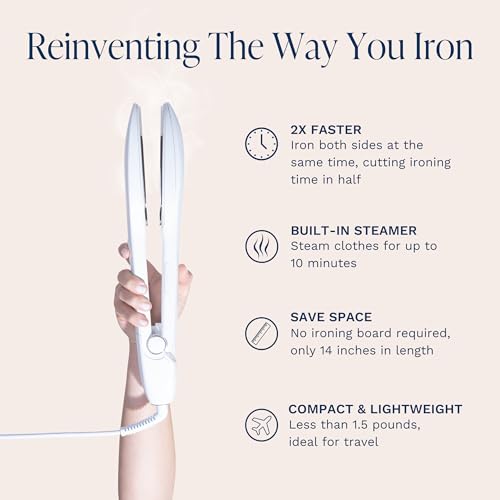 Nori Press Travel Steam Iron - Handheld Iron With Optional Steam Feature - No Ironing Board Required - Easy to Use w/ 6 Fabric Settings - Removes Wrinkles - User Manual Included -White - Image 3