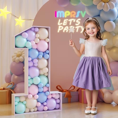 imprsv 3FT Mosaic Numbers for Balloons Balloon Mosaic Number Frame Marquee Number 1 One Balloon for First Birthday DIY Assembly Required Large Cardboard Numbers First Anniversary Decor - Image 1