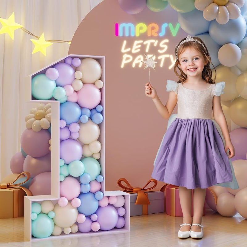 imprsv 3FT Mosaic Numbers for Balloons Balloon Mosaic Number Frame Marquee Number 1 One Balloon for First Birthday DIY Assembly Required Large Cardboard Numbers First Anniversary Decor - Image 3