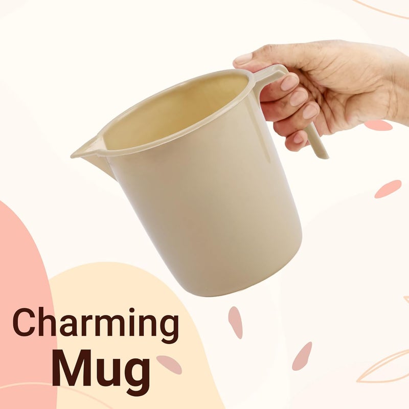 Urbane Home Urbane Home Set of 10 Bathroom Combo Set 5 Piece Bucket 5 Piece Mug Combo Set for Bathroom Bathing Set Bathware Set Modern Bathroom Accessories Set Beige  - Image 5