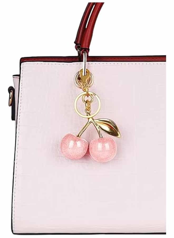 واي جيه حلقة سلسلة المفاتيح للمفاتيح، حقيبة الكرز اللامعة الساحرة مع حلقة المفتاح والكليب، سلسلة مفاتيح السيارة المفقودة، الراتينج المتلألئ والإكسسوارات المعدنية للحقائب والحقائب - Image 2