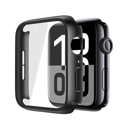 newtechno [2 PACK] Waterproof Hard PC Case Compatible with Apple Watch Series 11/10 46mm with Tempered Glass Full Screen Protector, Full Coverage, Touch Sensitive, Ultra-Thin HD Bumper Cover for iWatch Black - Image 1