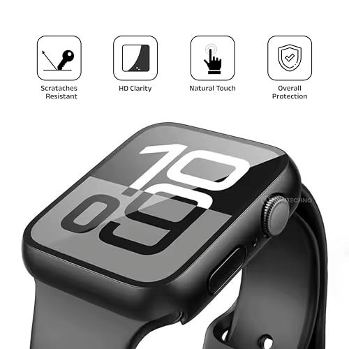 newtechno [2 PACK] Waterproof Hard PC Case Compatible with Apple Watch Series 11/10 46mm with Tempered Glass Full Screen Protector, Full Coverage, Touch Sensitive, Ultra-Thin HD Bumper Cover for iWatch Black - Image 5