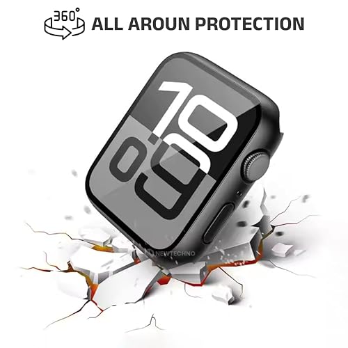 newtechno [2 PACK] Waterproof Hard PC Case Compatible with Apple Watch Series 11/10 46mm with Tempered Glass Full Screen Protector, Full Coverage, Touch Sensitive, Ultra-Thin HD Bumper Cover for iWatch Black - Image 3
