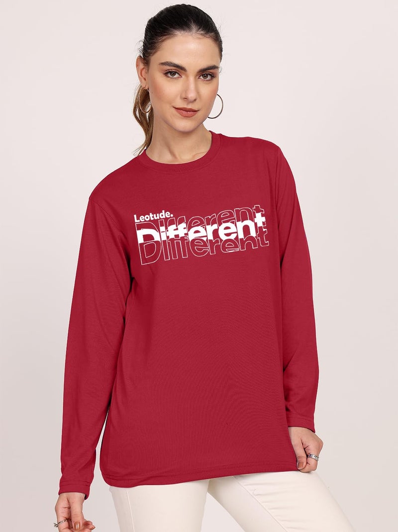 LEOTUDE Women's Round Neck Full Sleeve Boyfriend Fit Women T-Shirt Combo (PO2_GRL_32_Full_Sleeve_Combo_P_Multi 2_3XL) - Image 4