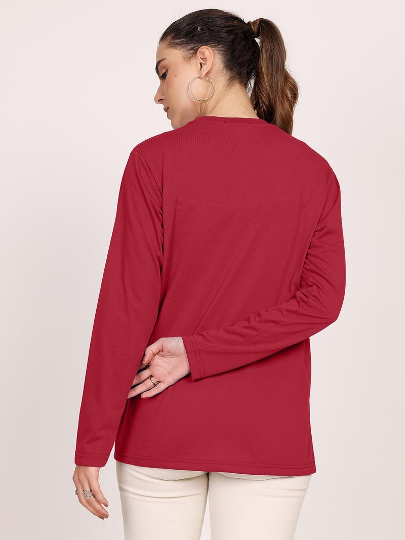 LEOTUDE Women's Round Neck Full Sleeve Boyfriend Fit Women T-Shirt Combo (PO2_GRL_32_Full_Sleeve_Combo_P_Multi 2_3XL) - Image 5
