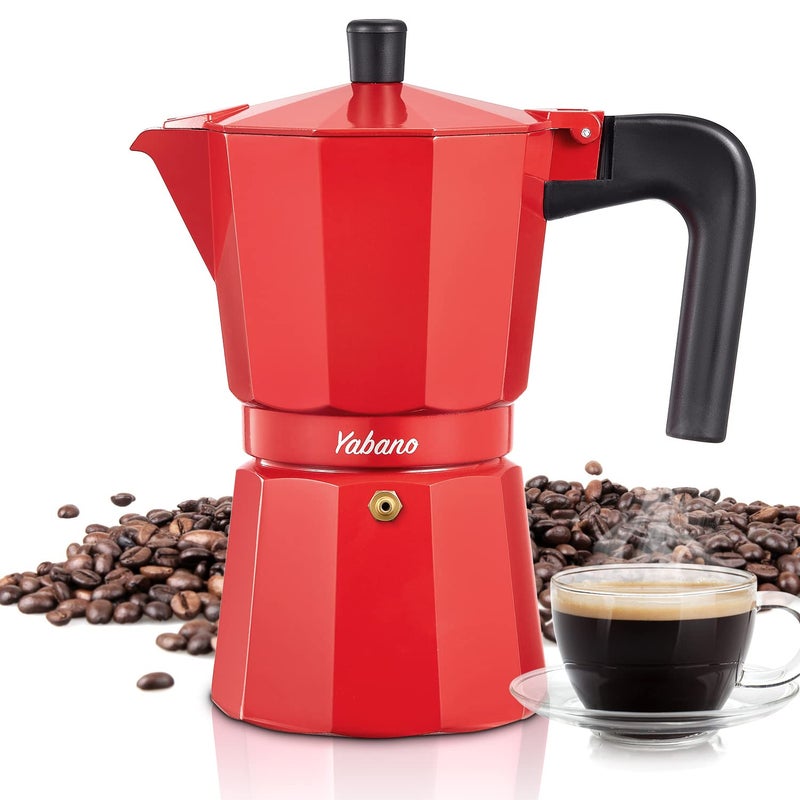 Yabano Yabano Stovetop Espresso Maker 3 Cups Moka Coffee Pot Italian Espresso for Gas or Electric Ceramic Stovetop Italian Coffee maker for Cappuccino or Latte