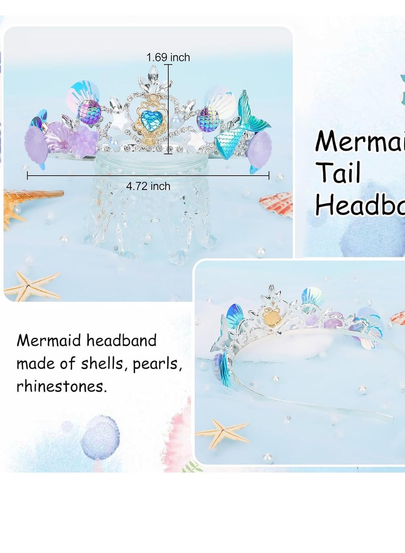 SYOSI Mermaid Birthday Decorations Mermaid Crown and Sash Rainbow Satin Sash Sweet Party Supplies Accessories for Kids - Image 5