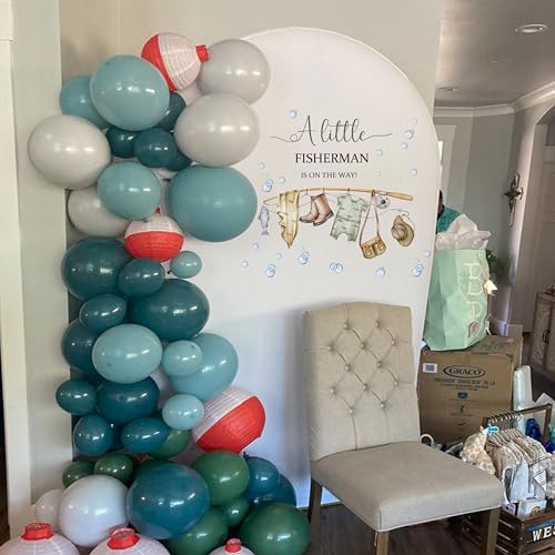 Capiont A Little Fisherman is on The Way Decal -Fishing Baby Shower Decorations,Gone Fishing Baby Shower Party Balloon Arch Stickers for Boys - Image 3