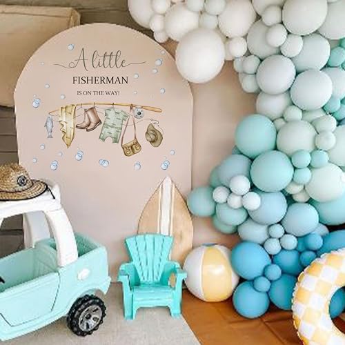 Capiont A Little Fisherman is on The Way Decal -Fishing Baby Shower Decorations,Gone Fishing Baby Shower Party Balloon Arch Stickers for Boys - Image 4