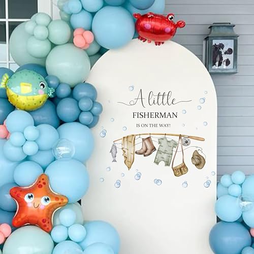 Capiont A Little Fisherman is on The Way Decal -Fishing Baby Shower Decorations,Gone Fishing Baby Shower Party Balloon Arch Stickers for Boys - Image 2
