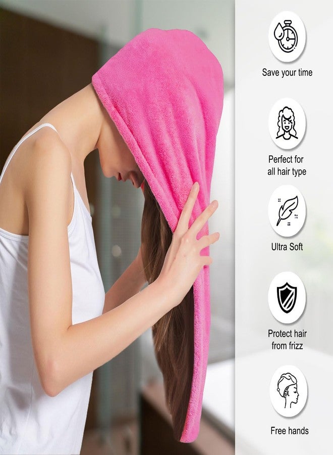 Sassoon Venir Microfiber Hair Wrap Towel for Women (Coral Pink Color, Free Size) with Smooth Texture Super Absorbent Quick Dry Hair Turban for Drying Hair - Image 3