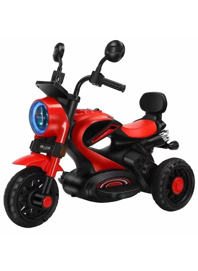 ضحكة  دراجة نارية كهربائية للأطفال بثلاث عجلات، بطارية 6 فولت 4 أمبير، محرك 380 واط، أضواء LED وموسيقى، لعبة ركوب آمنة - Image 1