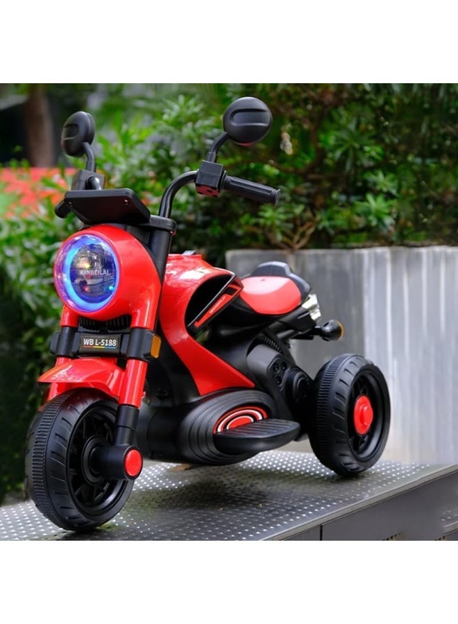 ضحكة  دراجة نارية كهربائية للأطفال بثلاث عجلات، بطارية 6 فولت 4 أمبير، محرك 380 واط، أضواء LED وموسيقى، لعبة ركوب آمنة - Image 2
