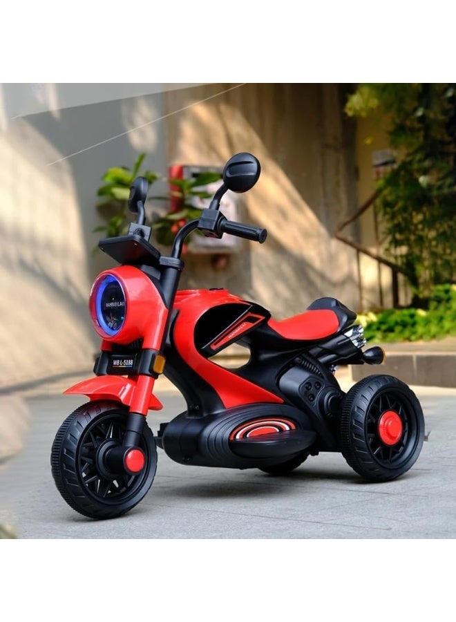 ضحكة  دراجة نارية كهربائية للأطفال بثلاث عجلات، بطارية 6 فولت 4 أمبير، محرك 380 واط، أضواء LED وموسيقى، لعبة ركوب آمنة - Image 3