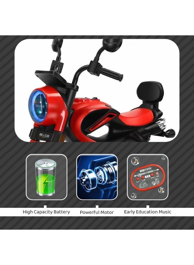 ضحكة  دراجة نارية كهربائية للأطفال بثلاث عجلات، بطارية 6 فولت 4 أمبير، محرك 380 واط، أضواء LED وموسيقى، لعبة ركوب آمنة - Image 5