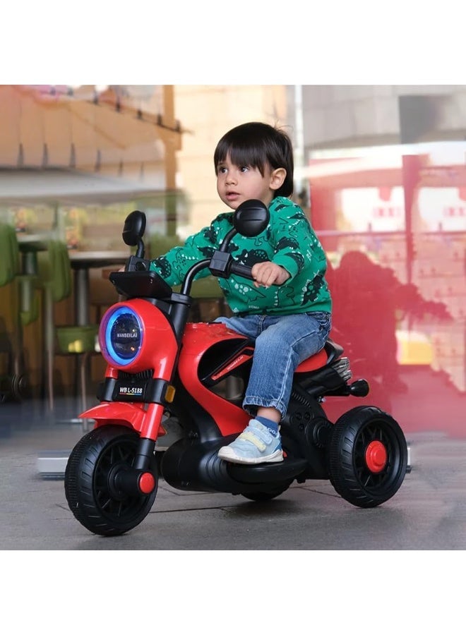 ضحكة  دراجة نارية كهربائية للأطفال بثلاث عجلات، بطارية 6 فولت 4 أمبير، محرك 380 واط، أضواء LED وموسيقى، لعبة ركوب آمنة - Image 4