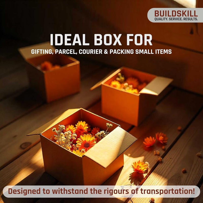 BUILDSKILL Pack of 100 | 3 Ply | 4"X4"X4" Cardboard Boxes for Packaging | Brown Corrugated Box for Packing | Shipping | Home Shifting | Parcel | Courier Packing box | Extra Small Carton Box - Recycled - Image 5
