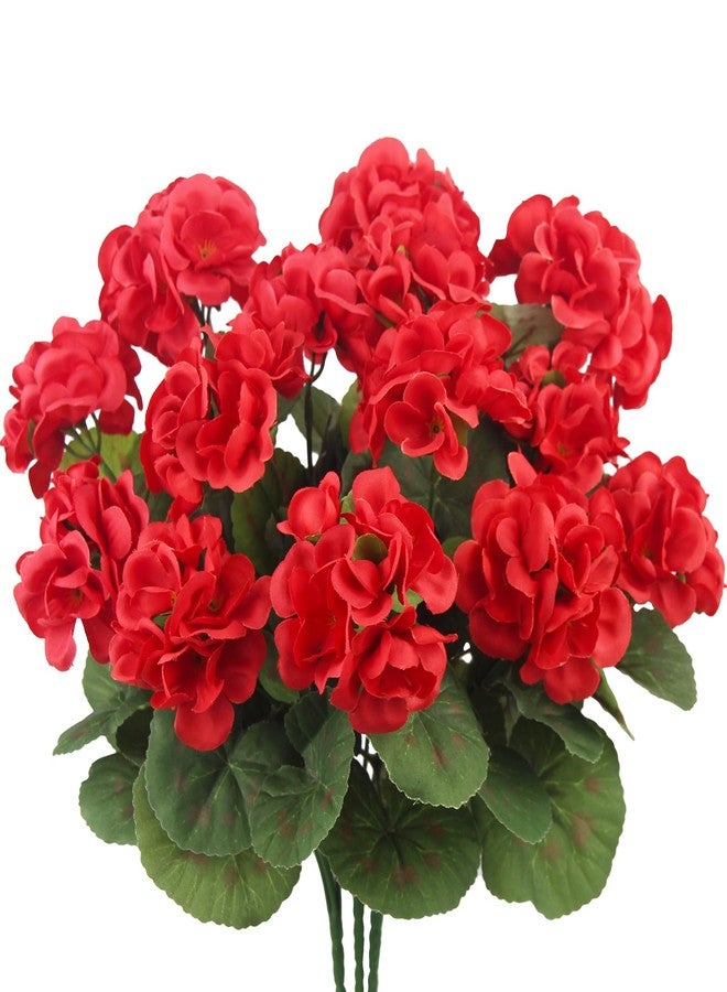 CITYES 3 Pcs Artificial Geraniums Flowers Silk Geraniums for Outdoors UV Resistant Red Fake Geranium Bush Faux Flowers Plant for Planter Garden Home Decor Indoor Patio Vase Table Centerpiece - Image 1