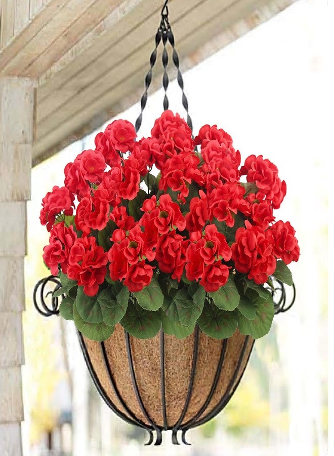 CITYES 3 Pcs Artificial Geraniums Flowers Silk Geraniums for Outdoors UV Resistant Red Fake Geranium Bush Faux Flowers Plant for Planter Garden Home Decor Indoor Patio Vase Table Centerpiece - Image 3