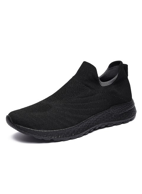Foreign trade cross-border socks casual shoes couple flying woven shoes mesh slip-on shoes large size casual shoes sneakers 8026 Black