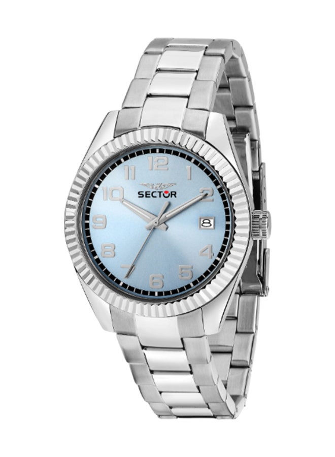 Sector Men's Blue Round Dial with Silver Stainless Steel Band Watch - 39mm - R3253240017 - Image 1