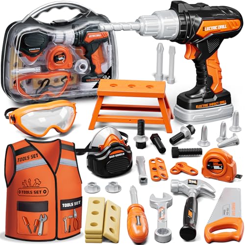 KidBloom Toddler Tool Set Kids Tool Set with Toy Drill Tools for Kids with Tool Box and Vest Toys for 3 Year Old Boys - Image 1