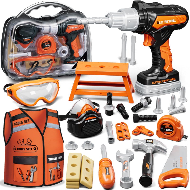 KidBloom Toddler Tool Set Kids Tool Set with Toy Drill Tools for Kids with Tool Box and Vest Toys for 3 Year Old Boys - Image 2
