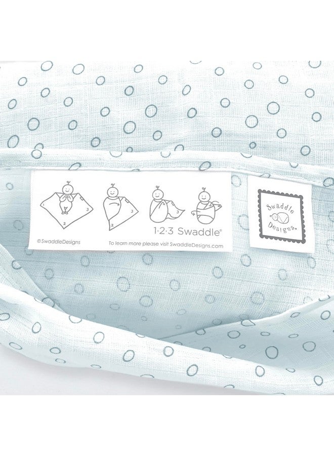 SwaddleDesigns Marquisette Receiving Swaddle Blanket for Baby Boys & Girls, Soft Premium Cotton Muslin, Best Shower Gift, Soft Blue Bubble Dots - Image 3