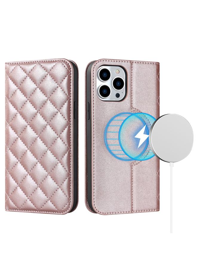 زبون جراب هاتف iPhone 13 Pro Max Rhombic MagSafe RFID مضاد للسرقة من الجلد - Image 1