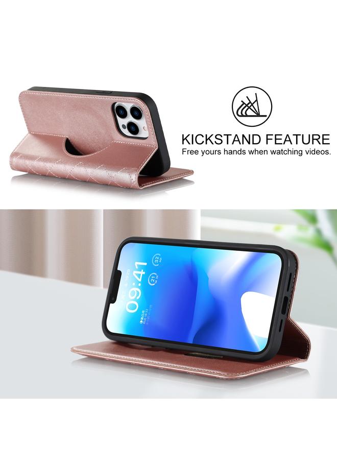 زبون جراب هاتف iPhone 13 Pro Max Rhombic MagSafe RFID مضاد للسرقة من الجلد - Image 4