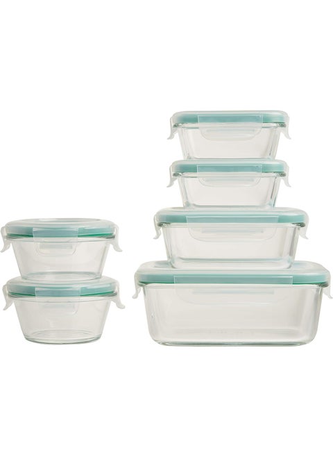 OXO Good Grips Smart Seal  12 Piece Glass Container SetClearBlue
