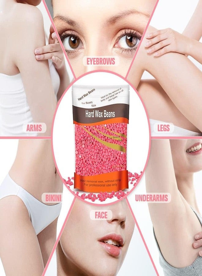 Plenteous حبيبات شمع صلبة وفيرة، 100 غرام من حبيبات الشمع الصلبة غير المؤلمة مع 10 أدوات تطبيق، حبيبات شمع احترافية للحواجب، الإبط، منطقة البكيني، الظهر، الصدر، الساقين، إزالة الشعر بدون ألم. (وردي، 1) - Image 2