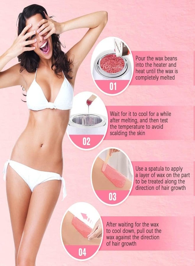 Plenteous حبيبات شمع صلبة وفيرة، 100 غرام من حبيبات الشمع الصلبة غير المؤلمة مع 10 أدوات تطبيق، حبيبات شمع احترافية للحواجب، الإبط، منطقة البكيني، الظهر، الصدر، الساقين، إزالة الشعر بدون ألم. (وردي، 1) - Image 3