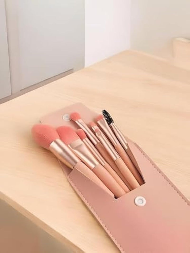 Travel Makeup Tools - 7-Piece Brush Kit with Portable Case, Includes Specialized Brushes for Foundation, Concealer, and Blush, Perfect for On-the-Go Makeup Application - Image 1