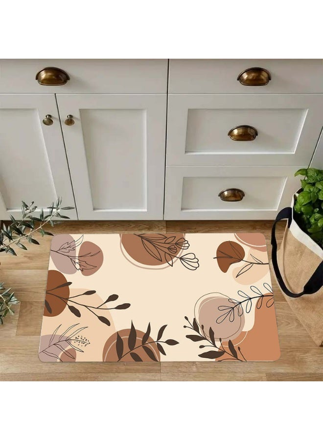 Boho Minimalist Abstract Botanical Doormat, Non-Slip Polyester Mat for Indoor Outdoor - Image 2
