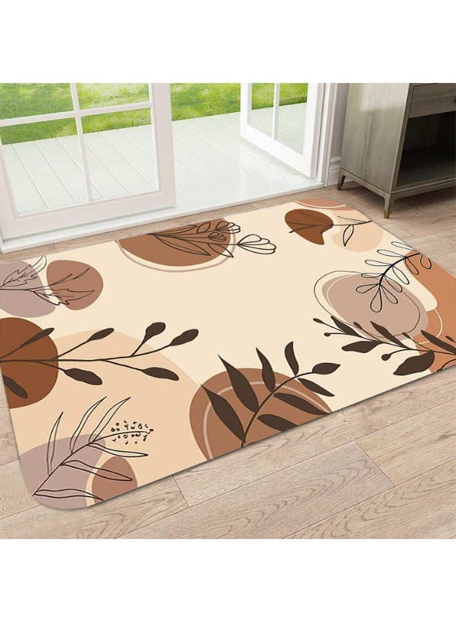 Boho Minimalist Abstract Botanical Doormat, Non-Slip Polyester Mat for Indoor Outdoor - Image 1