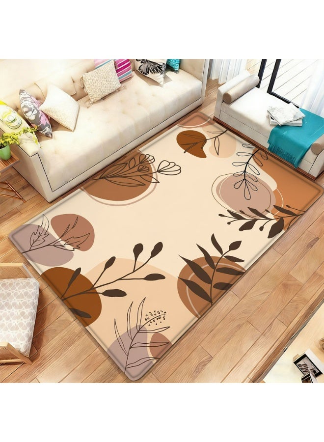 Boho Minimalist Abstract Botanical Doormat, Non-Slip Polyester Mat for Indoor Outdoor - Image 3