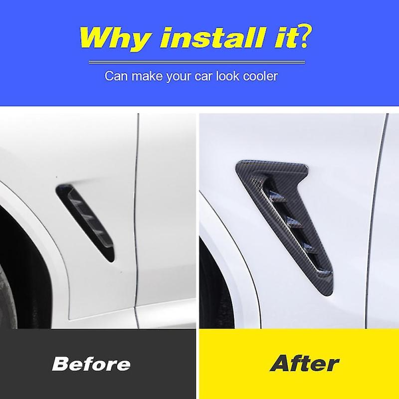 Car Fender Vent Trim: Carbon Fiber Color Plastic & Stainless Steel - Easy To Install Exterior Moulding for BMW X3 G01 2018 2021 - Image 4